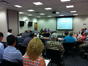Photograph of a Twin Tunnels project public outreach meeting
