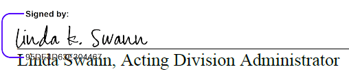 Digital signature of Linda Swann, Acting Division Administrator, Federal Highway Administration Wisconsin Division